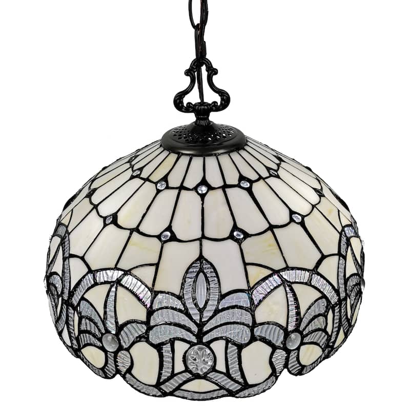 Tiffany Style White Hanging Lamp 16 Inches Wide AM294HL16B Amora Lighting