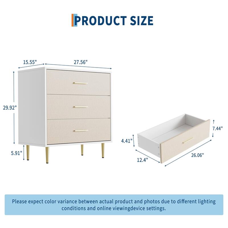 3/5/6/7/8 Drawer Dresser for Bedroom, Modern Wooden Chest of Drawers with Gold Handles