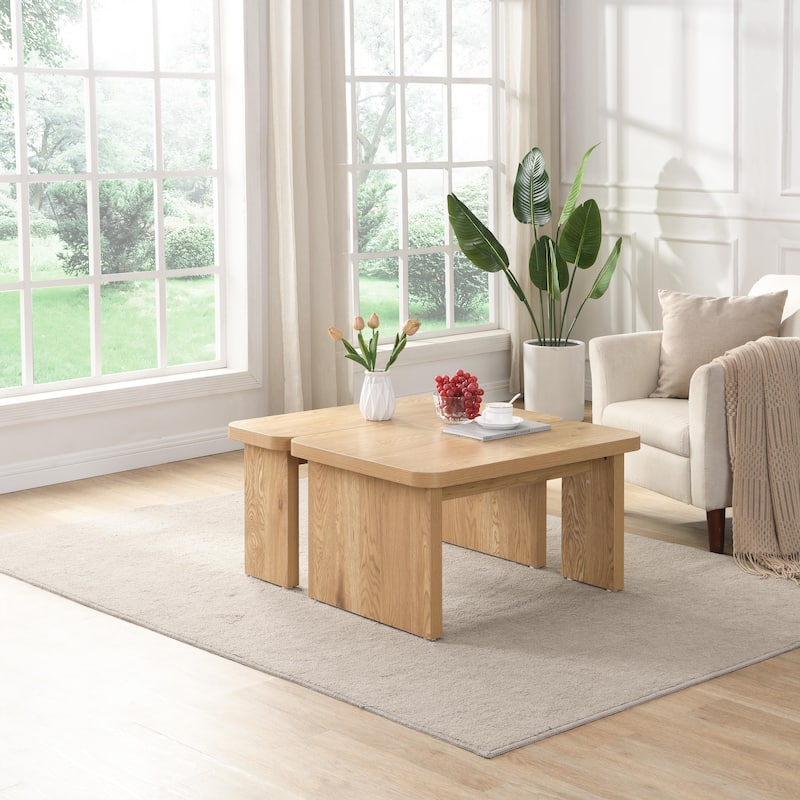 Modern L-Shaped Coffee Table Farmhouse Coffee Table Rectangular Coffee Table with Removable Top, for Living Room