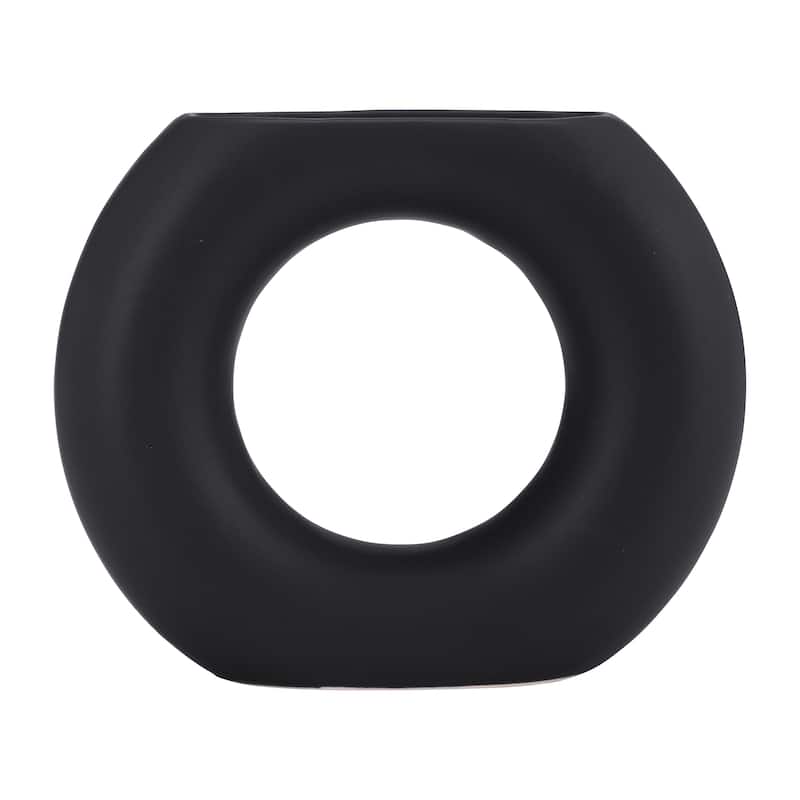 Sagebrook Home Ceramic Contemporary Abstract Donut Round Cut-Out Vase