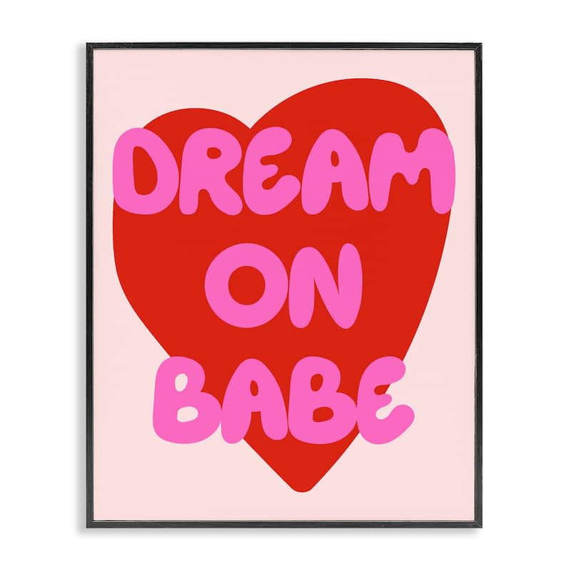 Stupell Dream On Babe Red Heart Framed Giclee Art Design By House of Lulu - 16 x 20 - Black