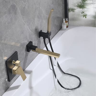 Modland Wall-Mounted Bathtub Filler Set with Hand Shower, 1.8 GPM Solid Brass Faucet, 59" Hose, CEC Certified, 4 Finishes