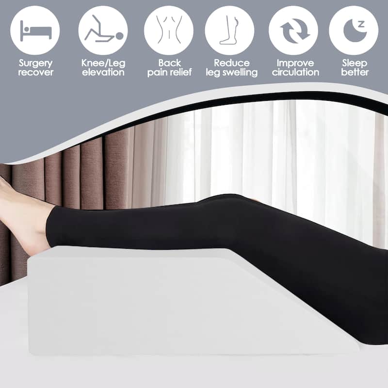 Leg Pillow-Full Foam Top, Leg Rest Elevating Foam Wedge- Improves Blood Circulation, Relieves and Recovers Injury. - Off White