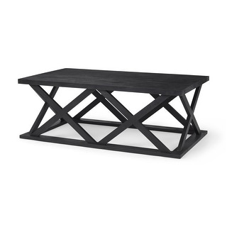 Forsey Black Solid Wood Rectangular Coffee Table - 48"L x 48"W x 21"H ...