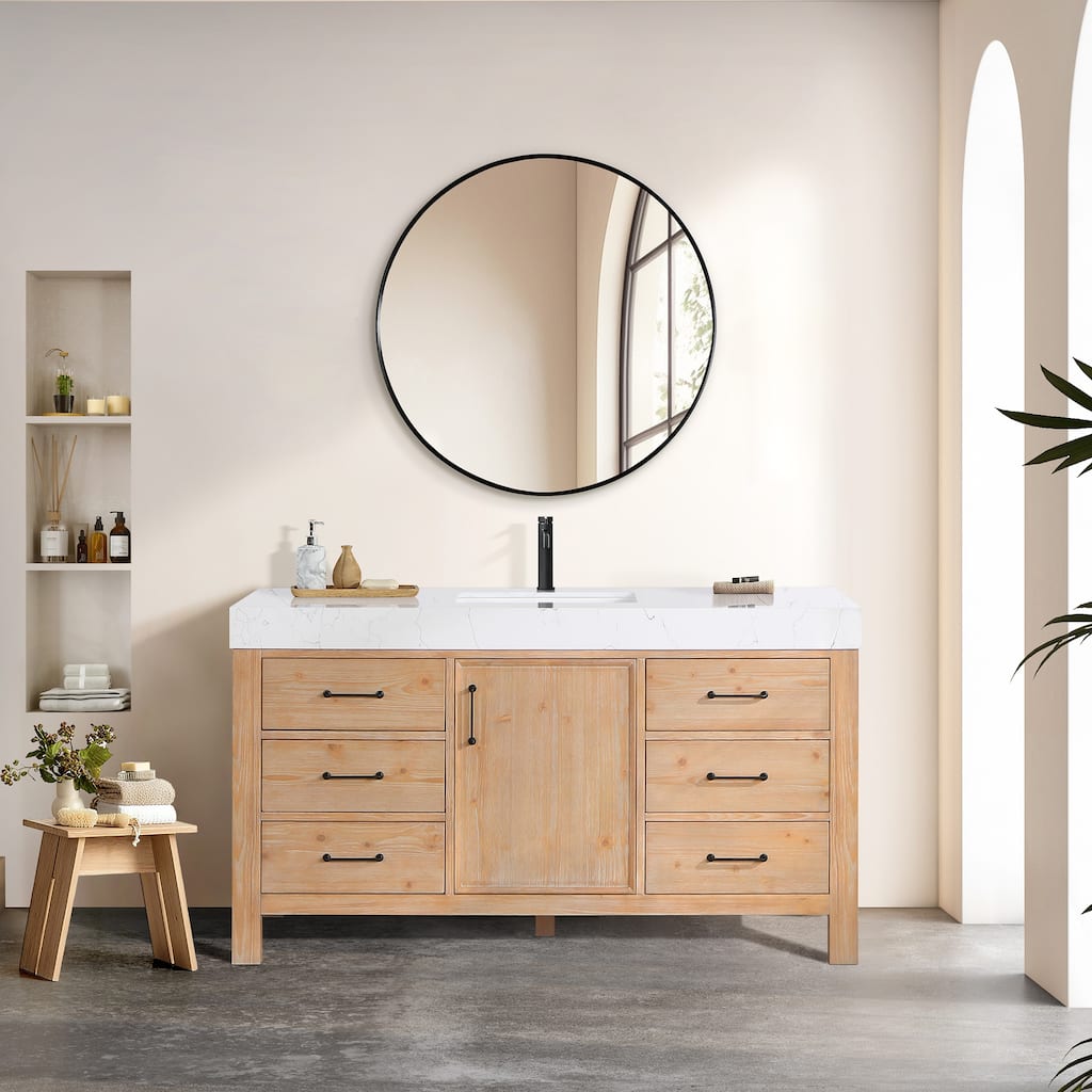 Leon 60 in. Single Bathroom Vanity with Composite Stone Top