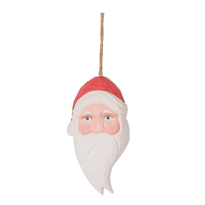 Carved Wood Santa Face, Set of 3 - Set of 3