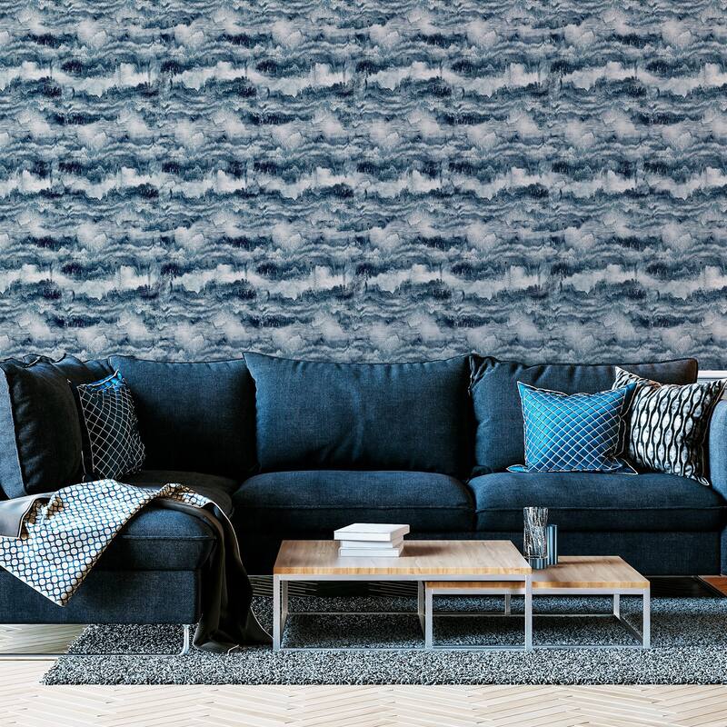 Arthouse Irene Navy Painted Canvas Wallpaper