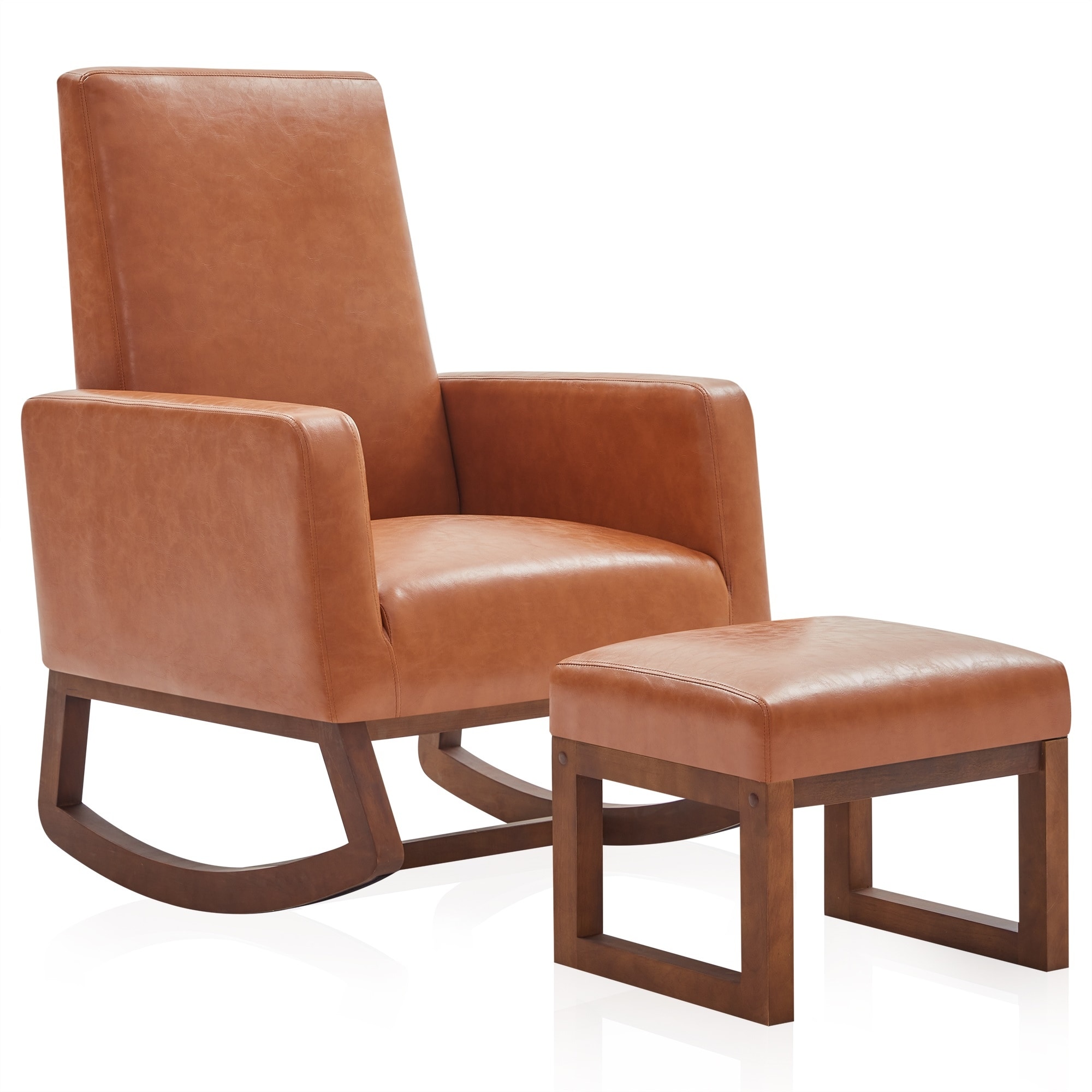 leather rocking chair with ottoman