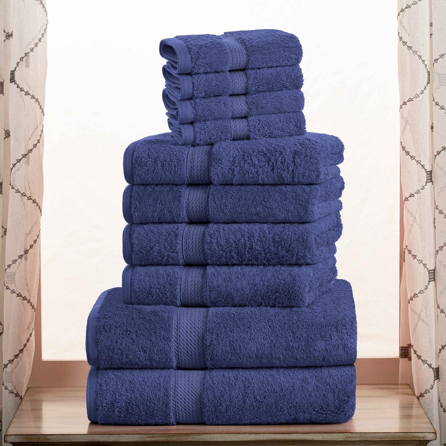 Purely Indulgent Egyptian Cotton Bath Towel Set Dark Blue - Set of