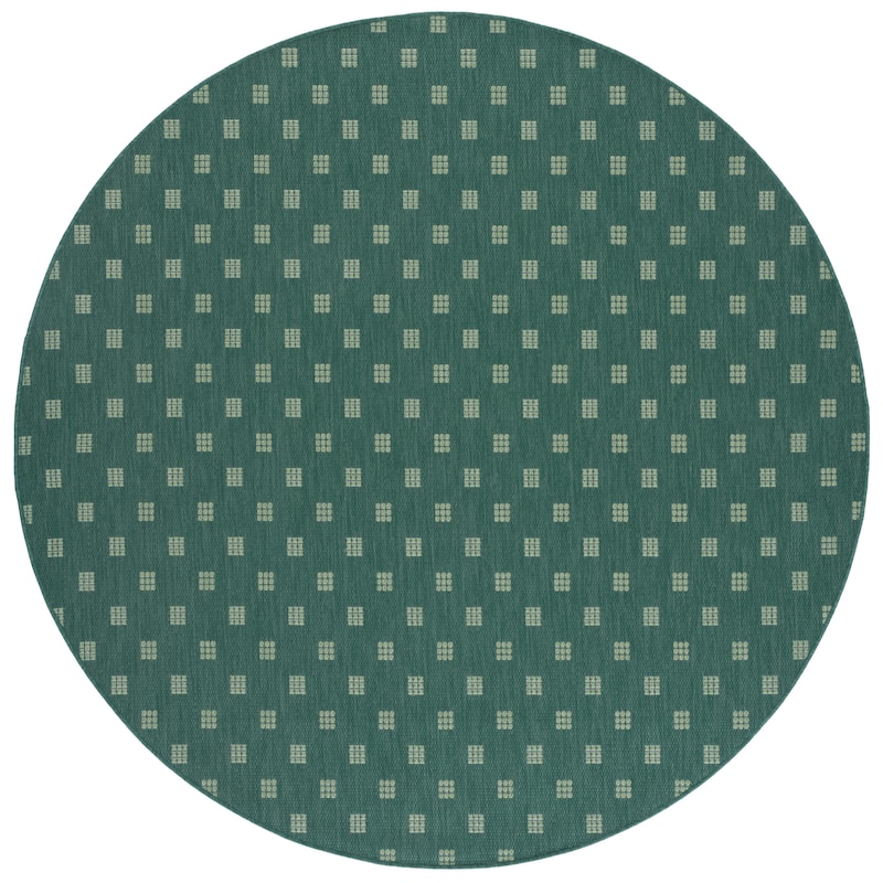 SAFAVIEH Terrace Soazig Indoor/Outdoor Washable Backyard Patio Rug - 6'7" Round - Dark Green/Light Green