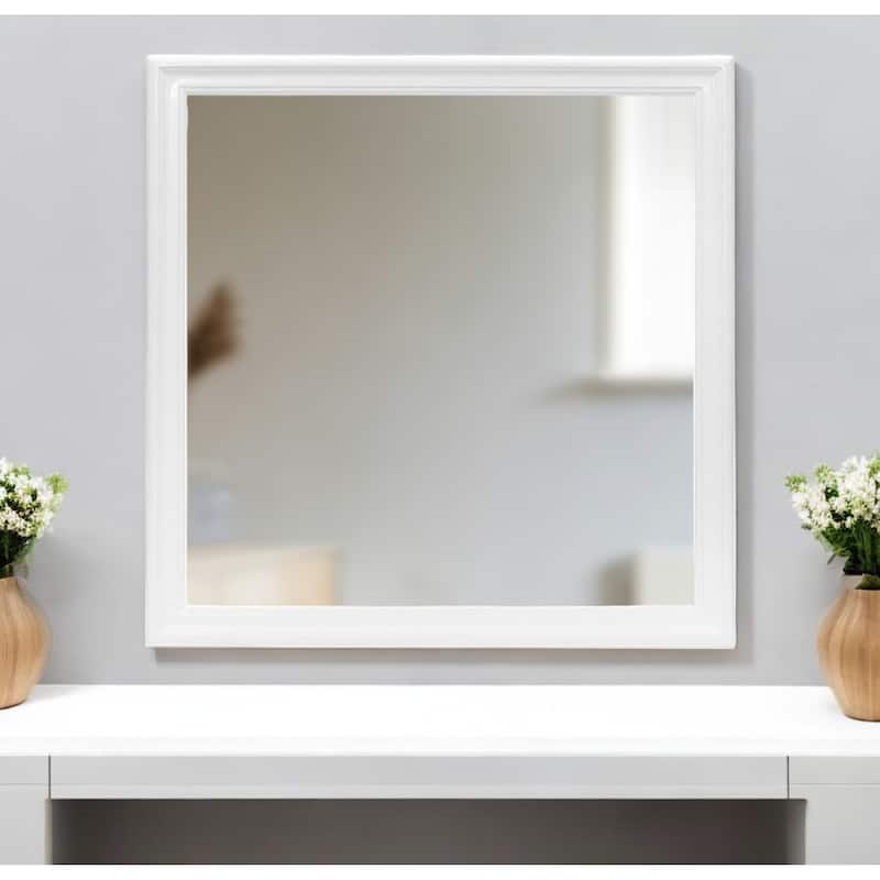 HomeRoots 38" White Square Wood Framed Accent Mirror - 38.19' X '38.19' X '1 - 38.19' X '38.19' X '1