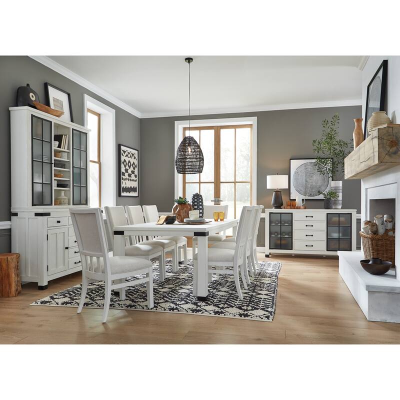 Magnussen Home Harper Springs Silo White Extendable Trestle Dining Table - 40''W x 80''D x 30''H