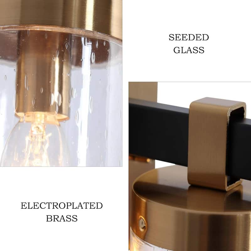 Yilia Modern Black Gold 1-Light Seeded Glass Wall Sconce Bathroom Vanity Lights