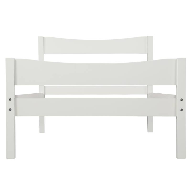 Elegant Twin Wood Platform Bed Frame with Headboard and Wooden Slats for Durable Support