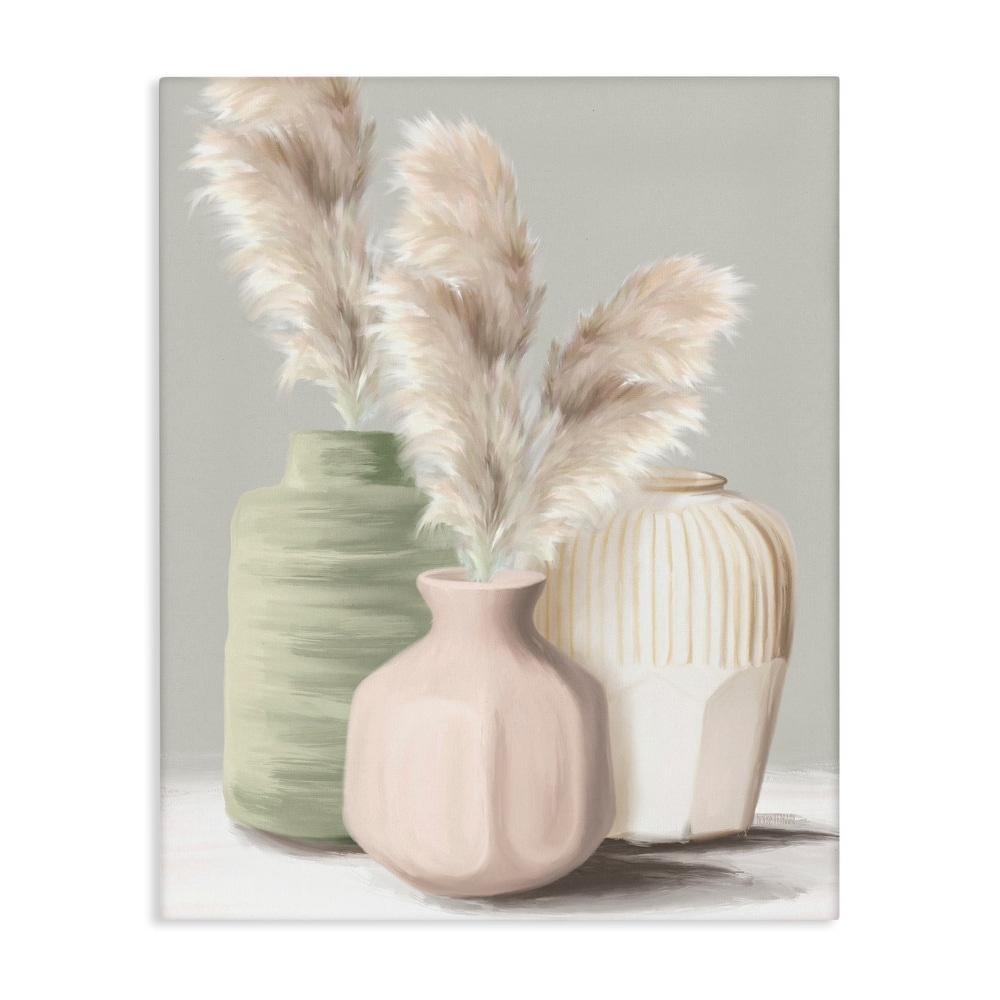Stupell Soft Pampas Vases Canvas Wall Art Design By House Fenway