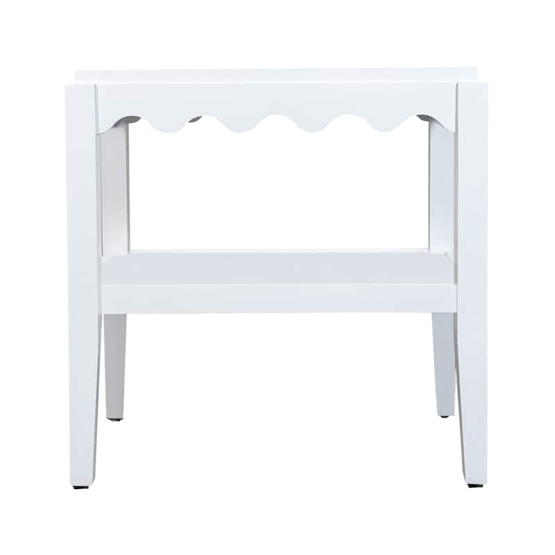 Carolina Chair & Table Rectangular Side Table, Mango Wood, Decorative Scallop Edge, 17L x 28W x 28H inches