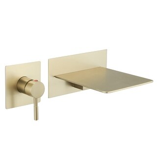 Wall Mount Bathroom Sink Faucet Waterfall Brass Modern 2 Hole Bathroom Basin Vanity Faucets with Valve