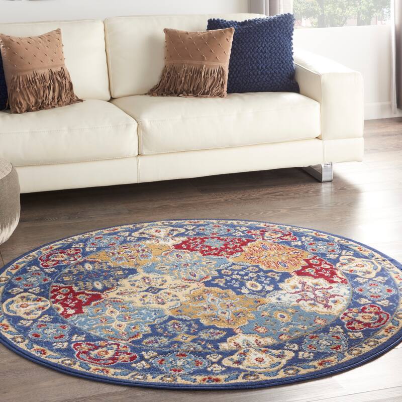 Nourison Grafix Vintage Boho Persian Border Area Rug - 5'3" Round - Multicolor
