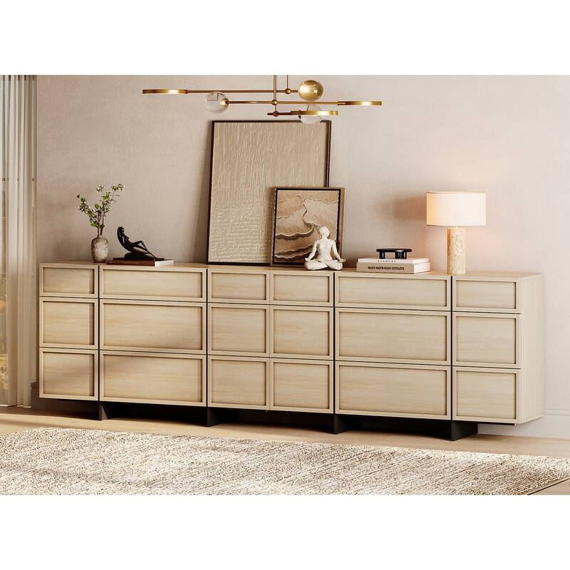 WAMPAT Modern Dresser for Bedroom, Wooden Chest of Drawers with T-Shaped Wood Legs