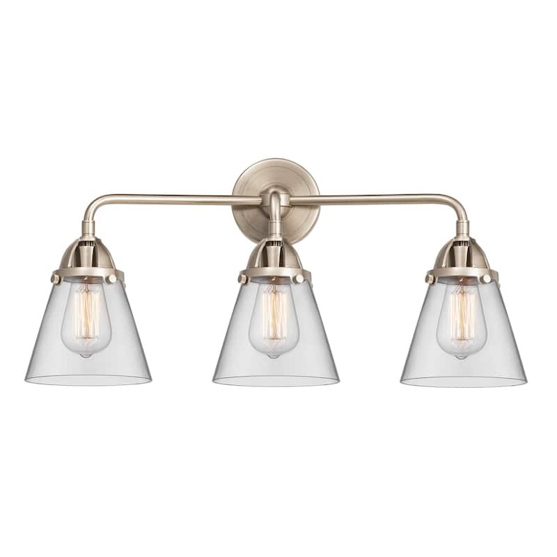 Innovations Lighting 288-3W-10-24 Cone Vanity Cone 3 Light 24" Wide - Brushed Satin Nickel / Clear