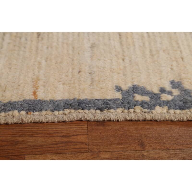 Hand Knotted Oriental 100% Wool Carpet Tribal Tribal Beige & Ivories Moroccan Area Rug - 9' 0'' X 6' 5''