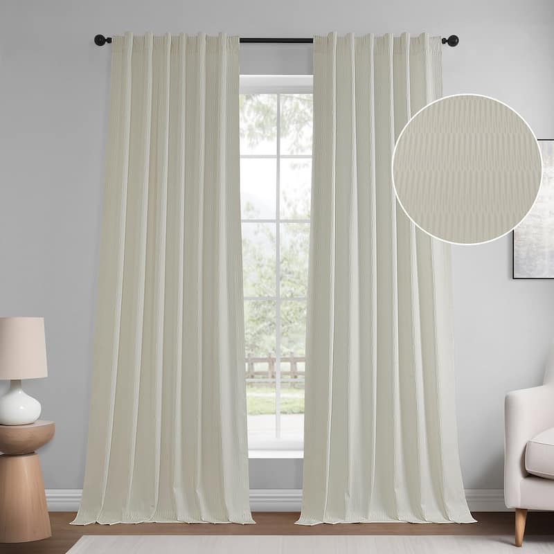 Exclusive Fabrics Lounge Embossed Velvet Curtains - Room Darkening Rod Pocket Curtain for Bedroom & Living Room (1 Panel)