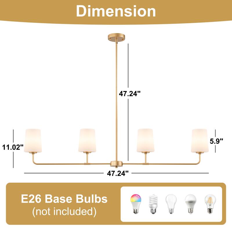 Starsky 4-Light Transitional Linear Pendant Light with Opal Glass Shades