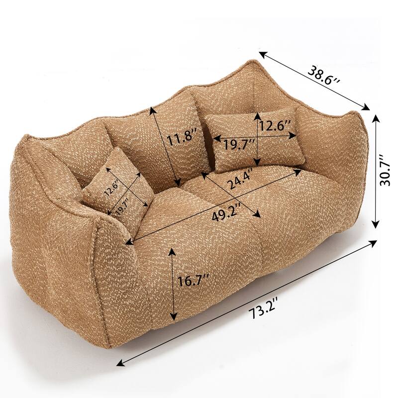 73.2" Chenille Oversized Beanbag Sofa Chair with High-Resilience Foam, Armrests and Handles