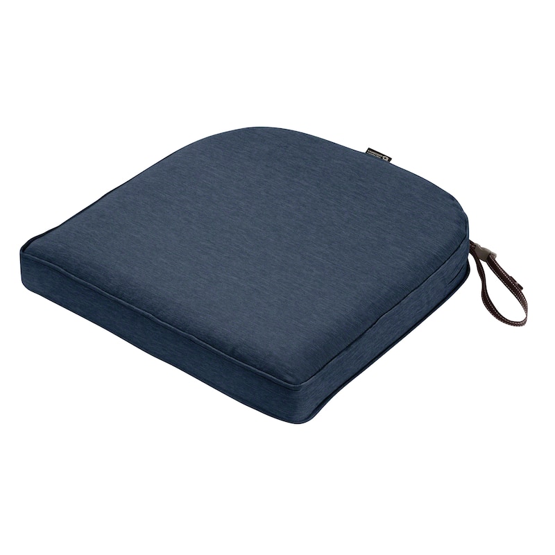 Montlake FadeSafe Contoured Patio Dining Seat Cushion-18"Lx18"Wx2"H - heather indigo blue