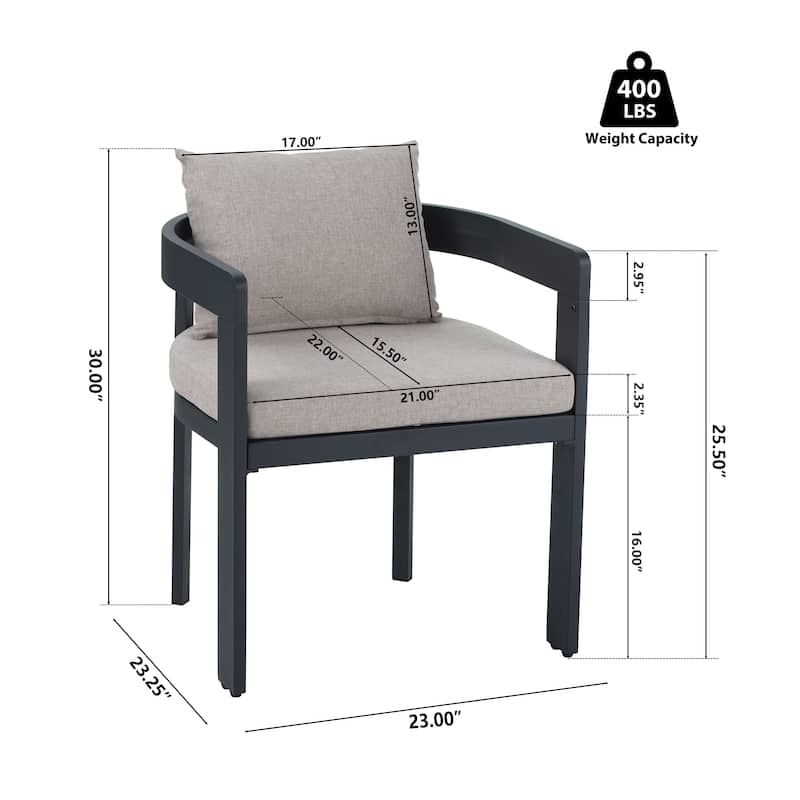 Christopher Knight Home - Ardenvale Outdoor Acacia Wood 5-Piece Dining Set with Aluminum Frame Chairs and Cushions