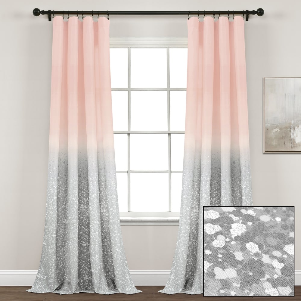 Lush Decor Glitter Ombre Metallic Print Window Curtain Panel Pair - 84" x 52"