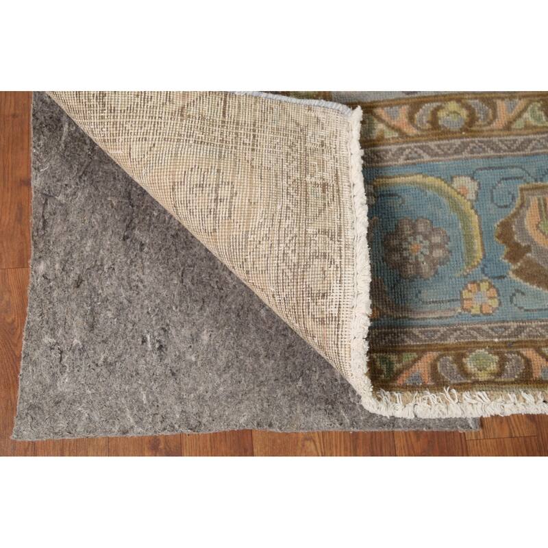 Blue Tabriz Persian Vintage Rug Hand-Knotted Traditional Wool Carpet - 8'6"x 11'10"