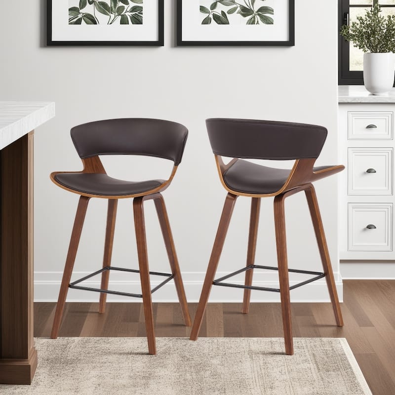 Jagger Modern Counter Height Bar Stool, Counter Chair with Wood Frame - Brown & Walnut