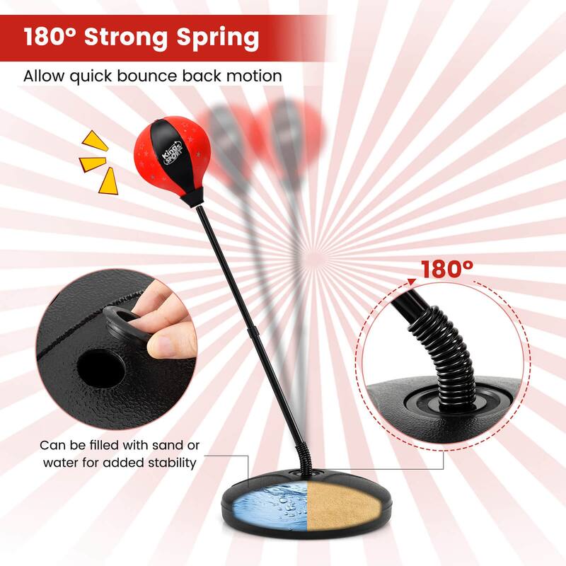 Costway Kids Punching Bag Toy Set Adjustable Stand Boxing Glove Speed