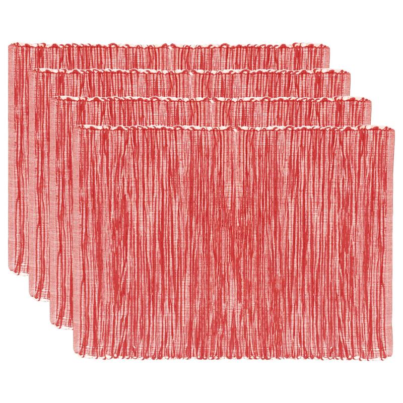 Fabstyles Shadows Cotton Placemats Set of 4 - 13x19 - Set of 4 - Chilli