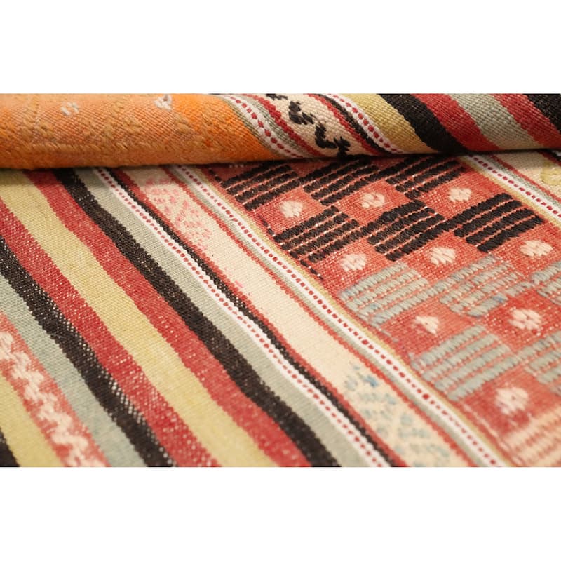 Hand Woven Oriental 100% Wool Carpet Southwestern Tribal Multi-Colored Kilim Area Rug - 9' 0'' X 5' 0''