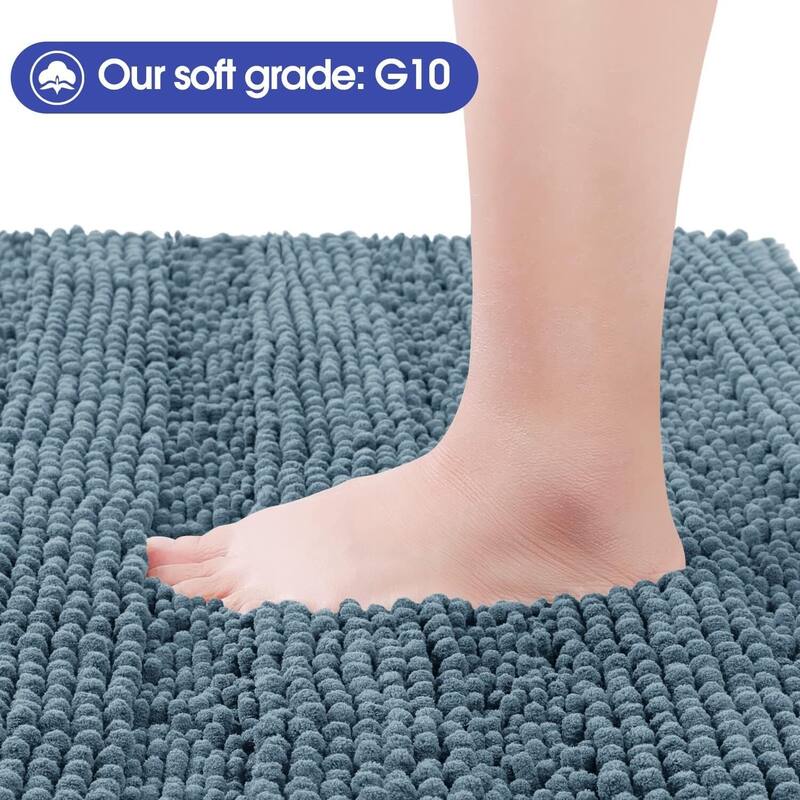 Ultra Soft Striped Non Slip Chenille Bathroom Rug Set 3 Pieces