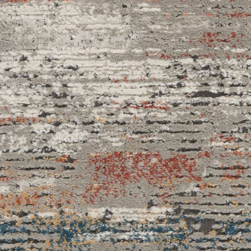 Nourison Rustic Textures Abstract Rustic Area Rug - 5'3" Round - Grey/Multi - Rectangle