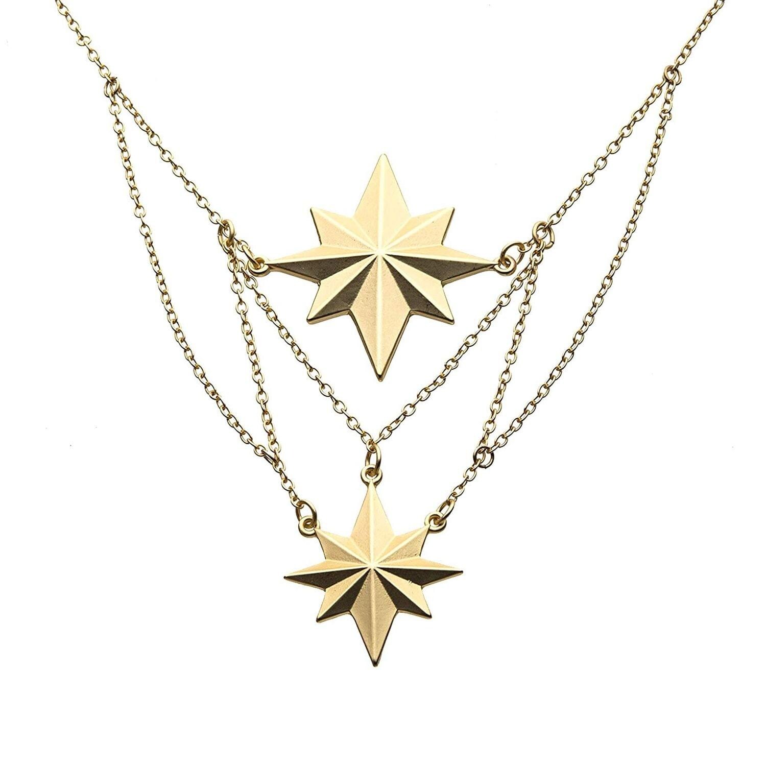Shop Marvel Captain Marvel Logo Gold 2 Tiered Pendant Necklace Multi Overstock 30661251