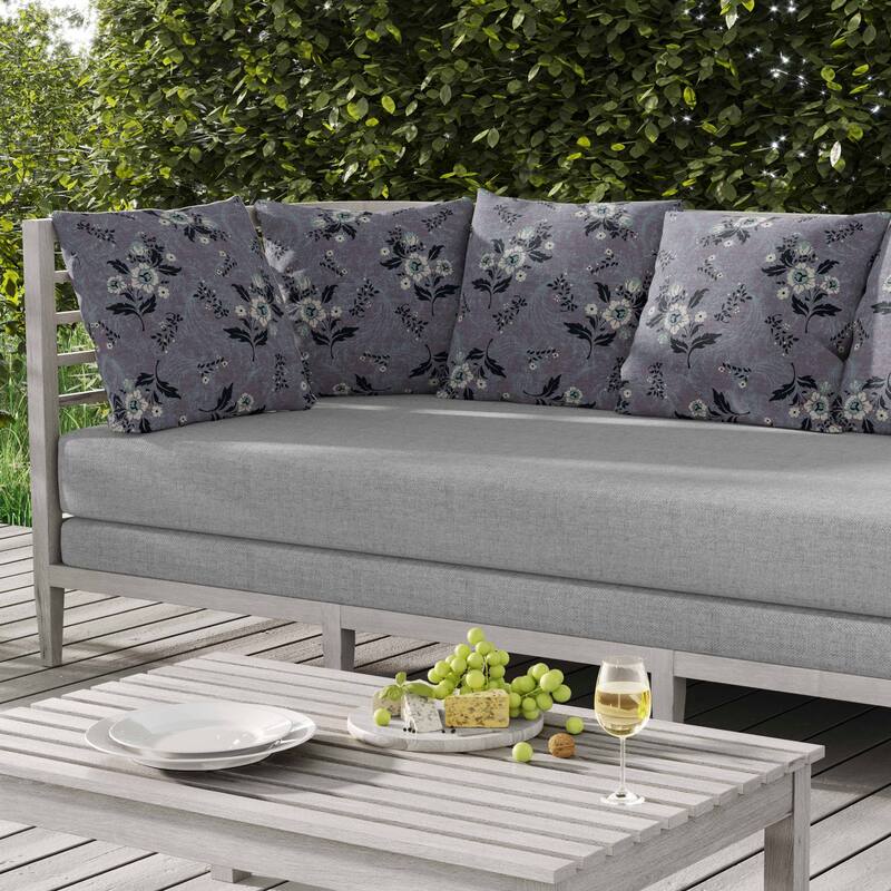 Meadow Strokes Indoor/Outdoor Reversible Throw Pillow Gray and Black