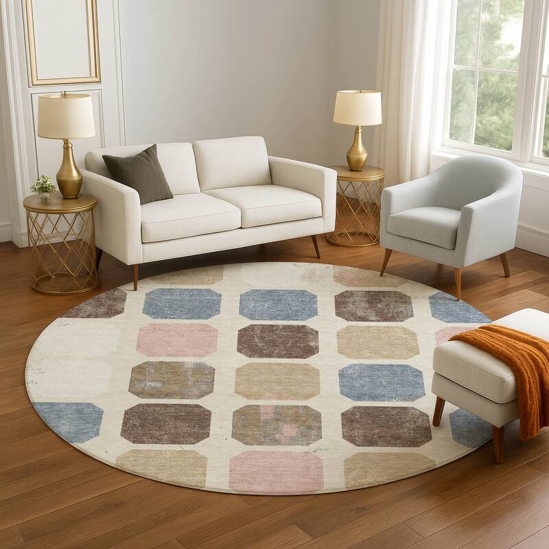 Premium Washable Super Soft Casual Contemporary Mayfield Rug - Linen - 8' x 8'