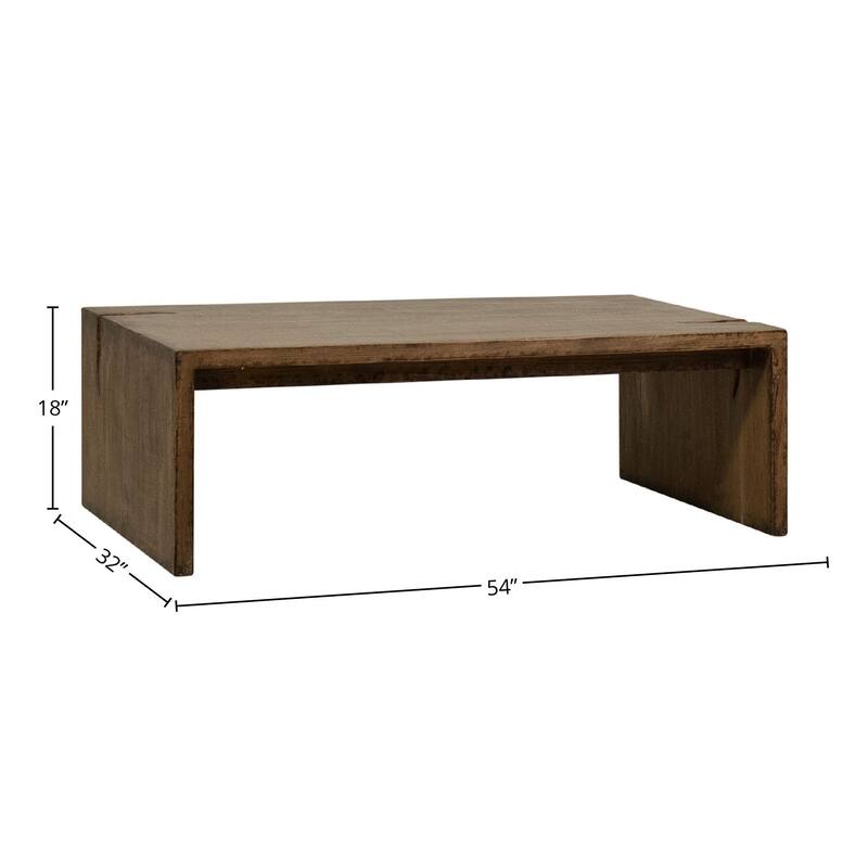 Evie Reclaimed Pine Waterfall Coffee Table, Espresso