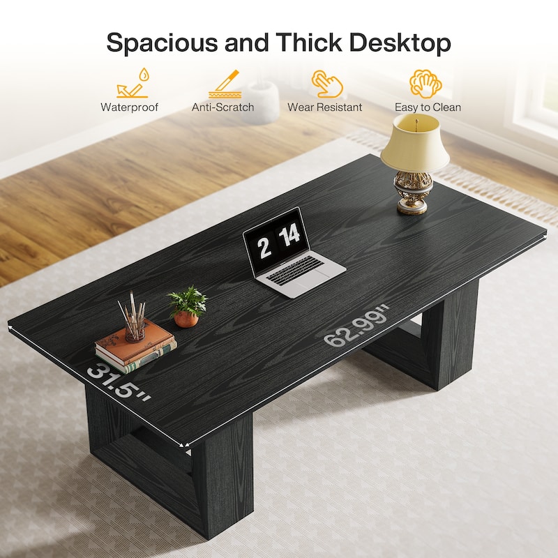 62.99" Home Office Desk, Large Farmhouse Executive Desk, Computer Table for Office