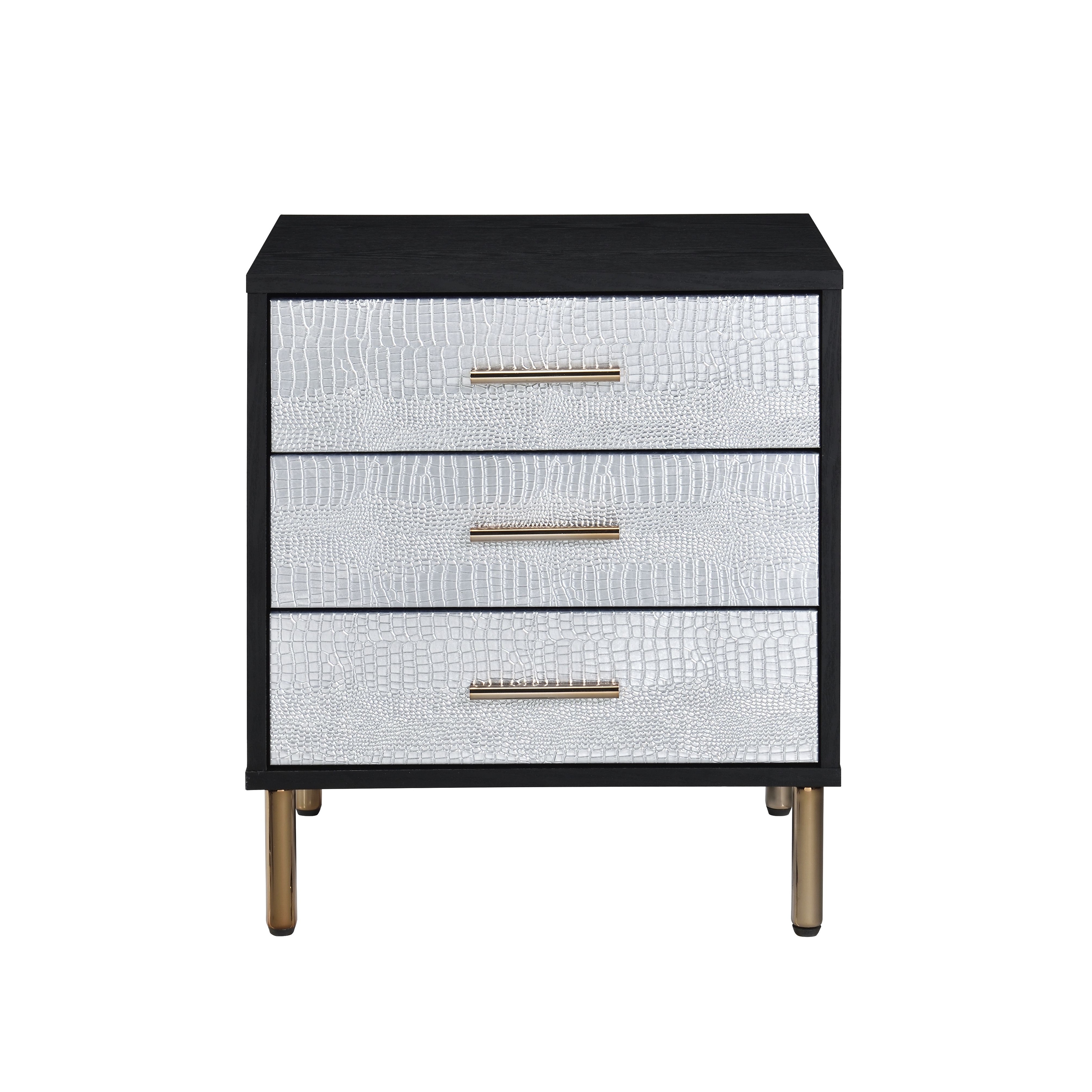 Black, Silver & Gold Finish Nightstand