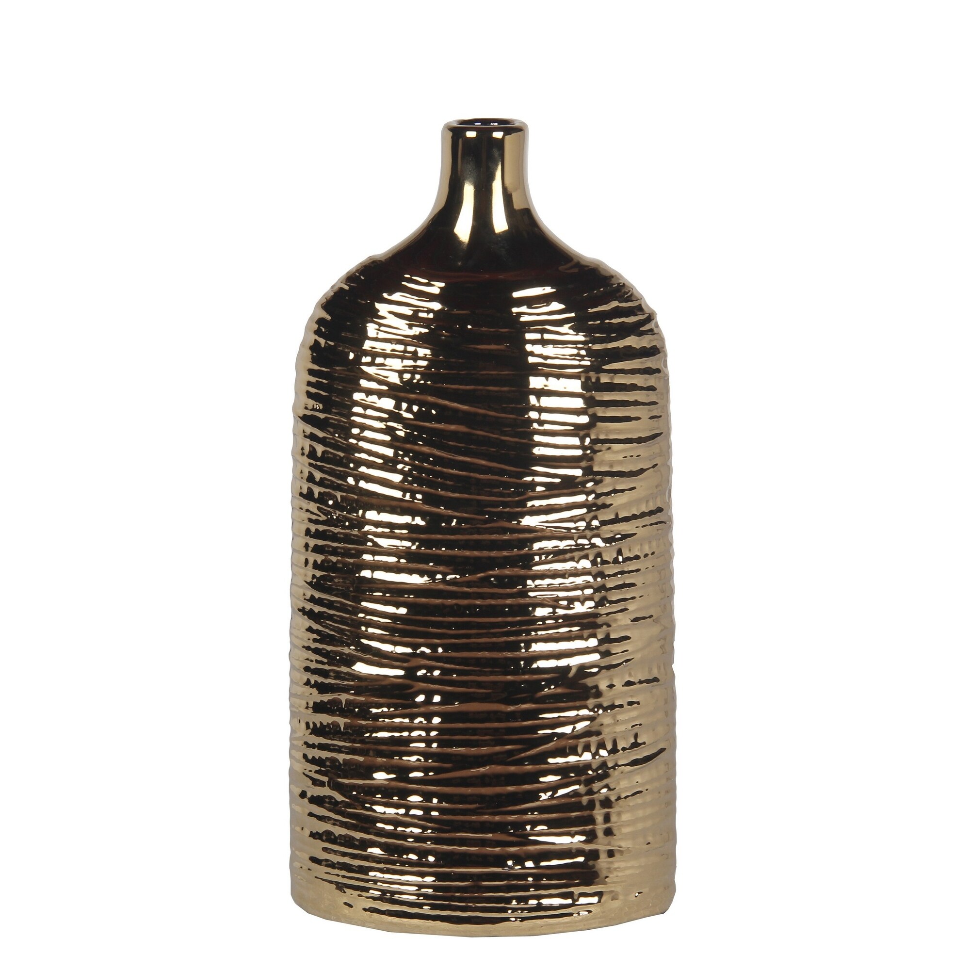 Shop Large Ribbed Gold Decorative Ceramic Jug Overstock 31272964