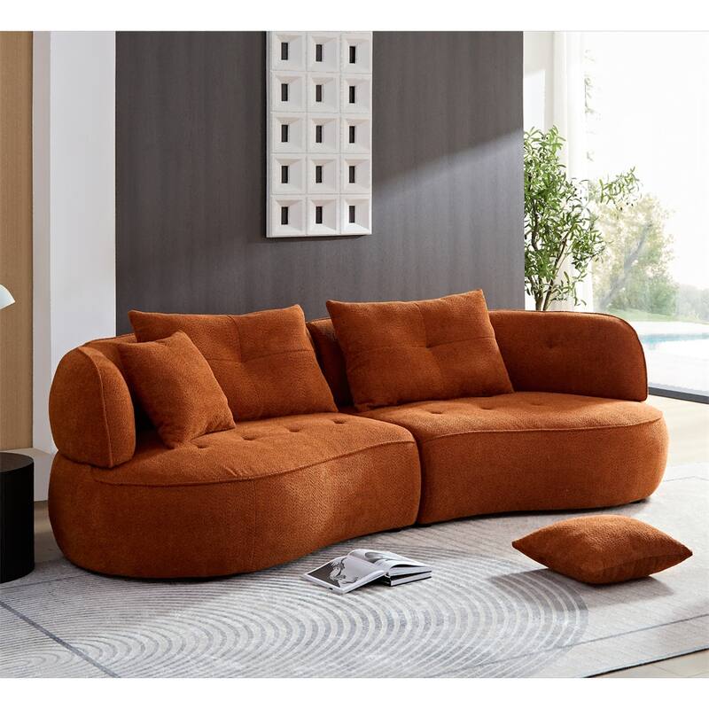 Fabric Sectional Sofa w/ Removable Pillows, High Density Sponge Filler