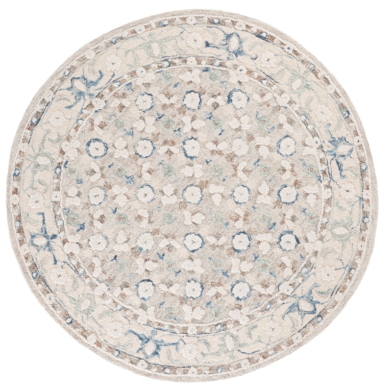 SAFAVIEH Handmade Metro Efemia Wool Rug - 6' Round - Ivory/Blue