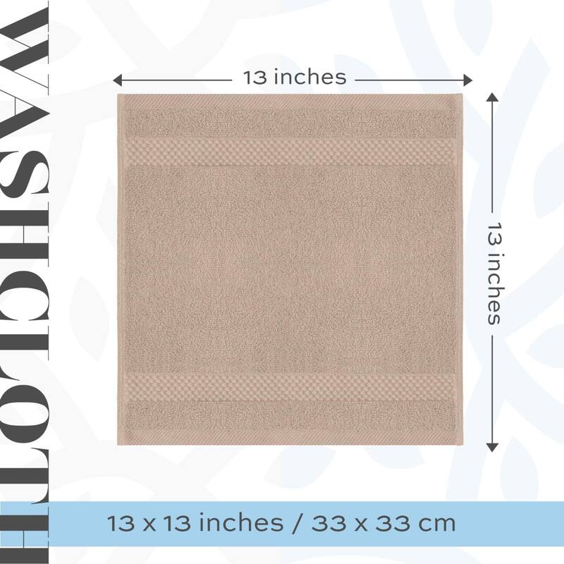 White Classic Luxury Cotton Washcloth 13x13 - Set of 12