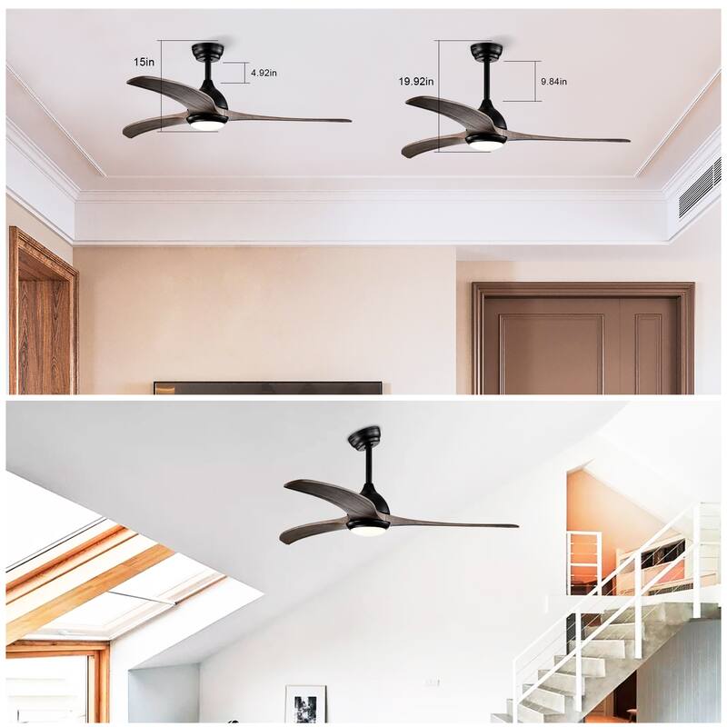 52" Ceiling Fan,Indoor Outdoor Ceiling Fan With Light with Remote Control, Noiseless Reversible Motor,6 Speed,3 Color