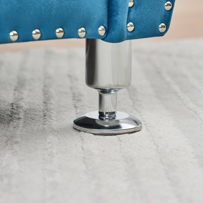 Velvet Storage Bench End of Bed Bench with Crystal Buttons, Vanity Bench Leisure Bench Accent Bench with 1 Pillow